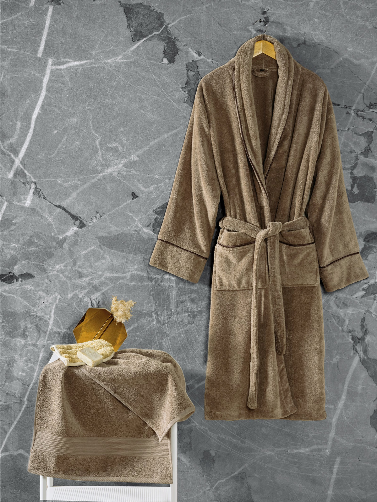 Szlafrok frotte damski L/XL + ręcznik 50x90 100% bawełna turecka jakosc