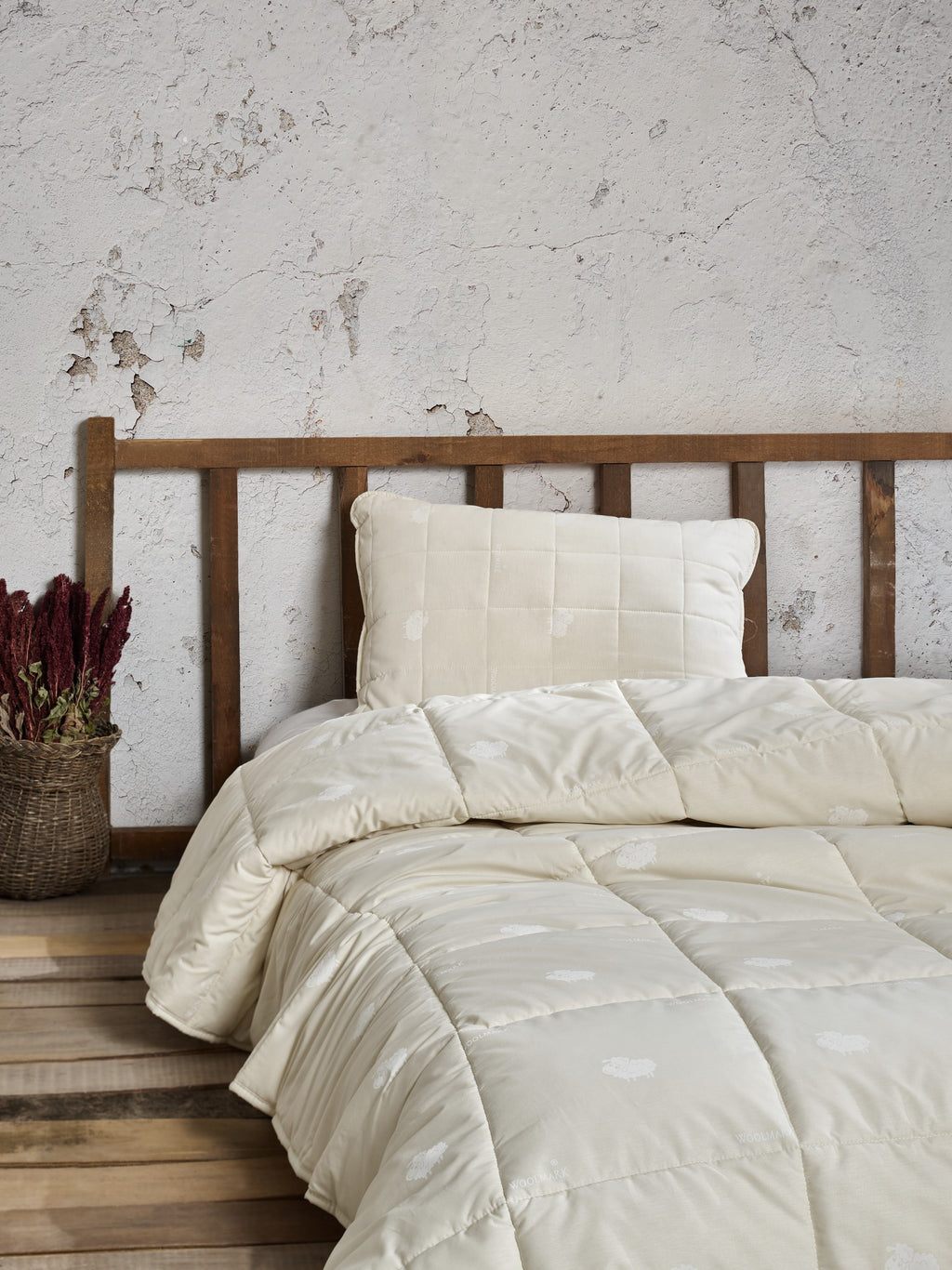 KOŁDRA TURECKA WYPEŁNIENIE 100% WEŁNA 195x215 WOOLMARK COTTON BOX